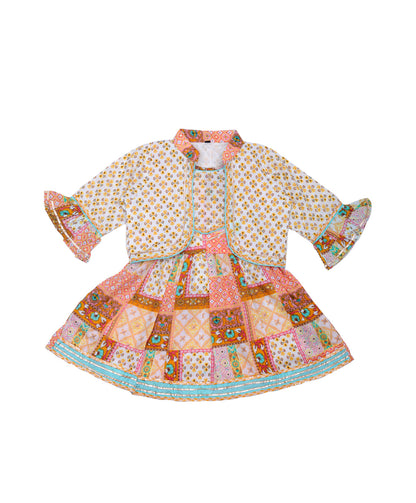 Enfance Three Fourth Sleeves Bandhej Printed Kurta And Sharara -S.Green