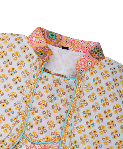 Enfance Three Fourth Sleeves Bandhej Printed Kurta And Sharara -S.Green