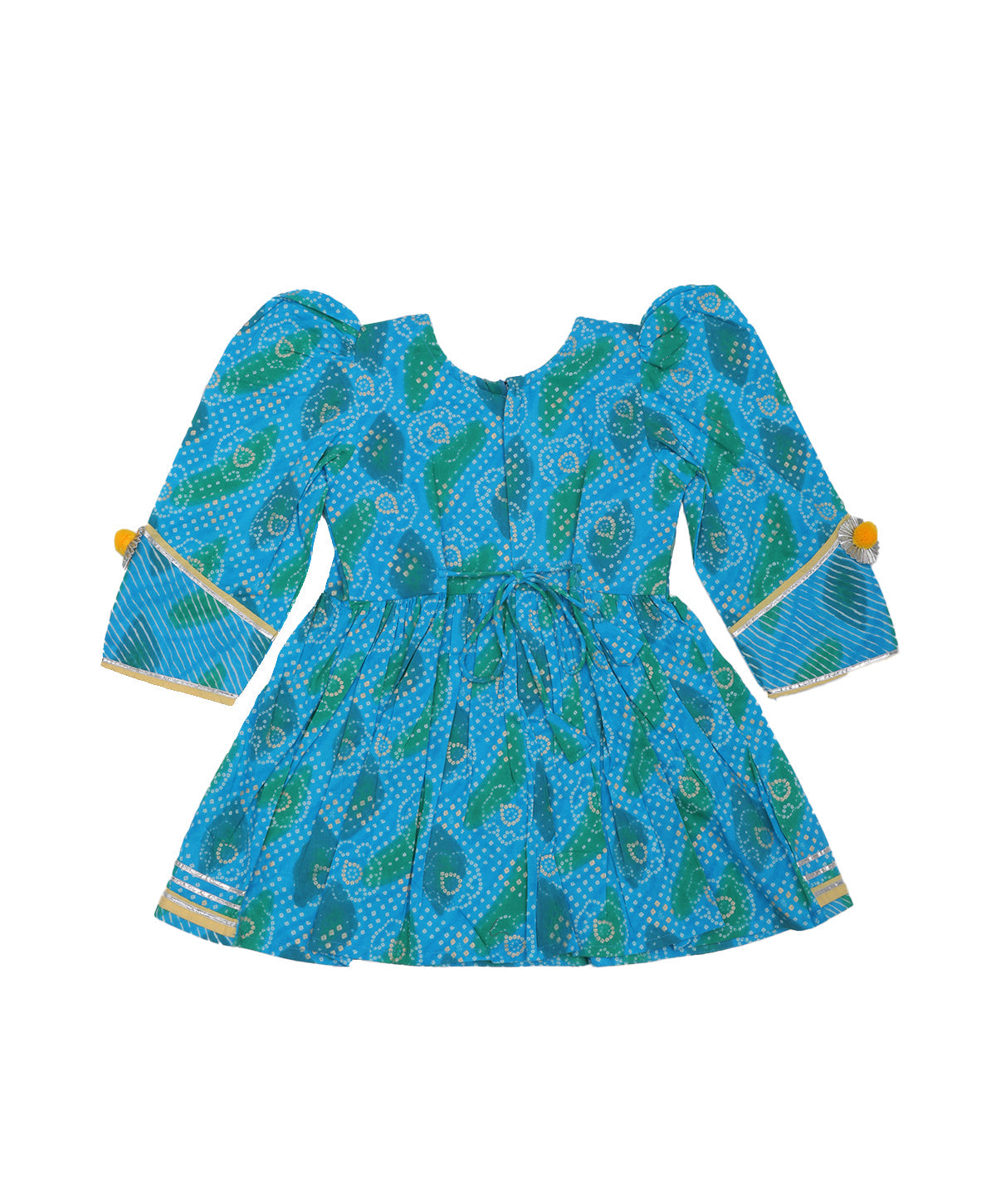 Enfance Three Fourth Sleeves Polka Dots With Embroidery Lace Embellished Kurta & Sharara Set - Blue