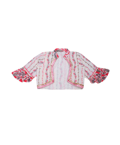 Enfance Three Fourth Sleeves Floral Printed & Gota Lace Embellished Coordinating Kurta & Pant Set - Peach