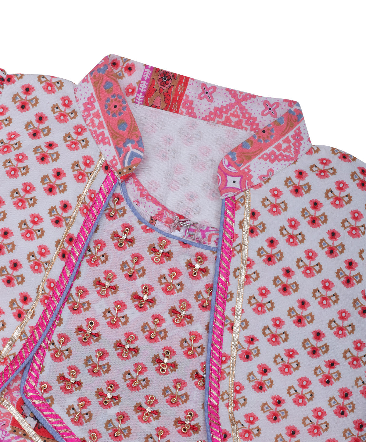 Enfance Three Fourth Sleeves Bandhej Printed Kurta And Sharara -Pink