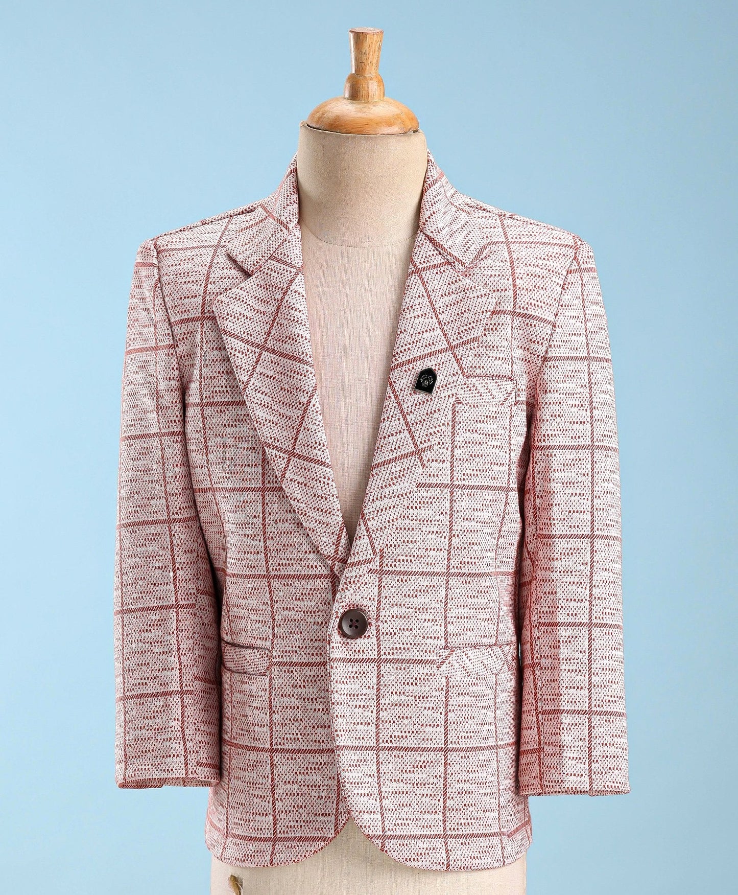 Dapper Dudes Full Sleeves Checked Blazer With Tee - Brown