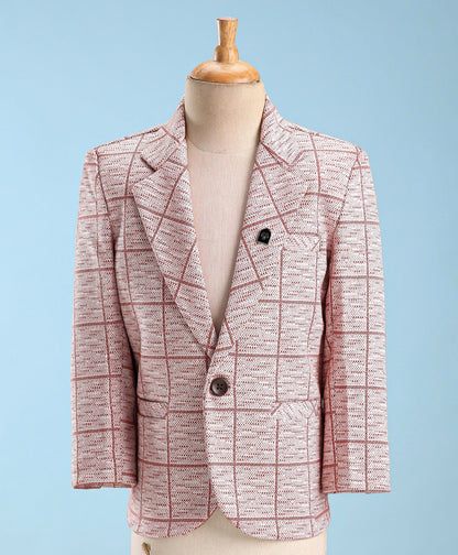 Dapper Dudes Full Sleeves Checked Blazer With Tee - Brown