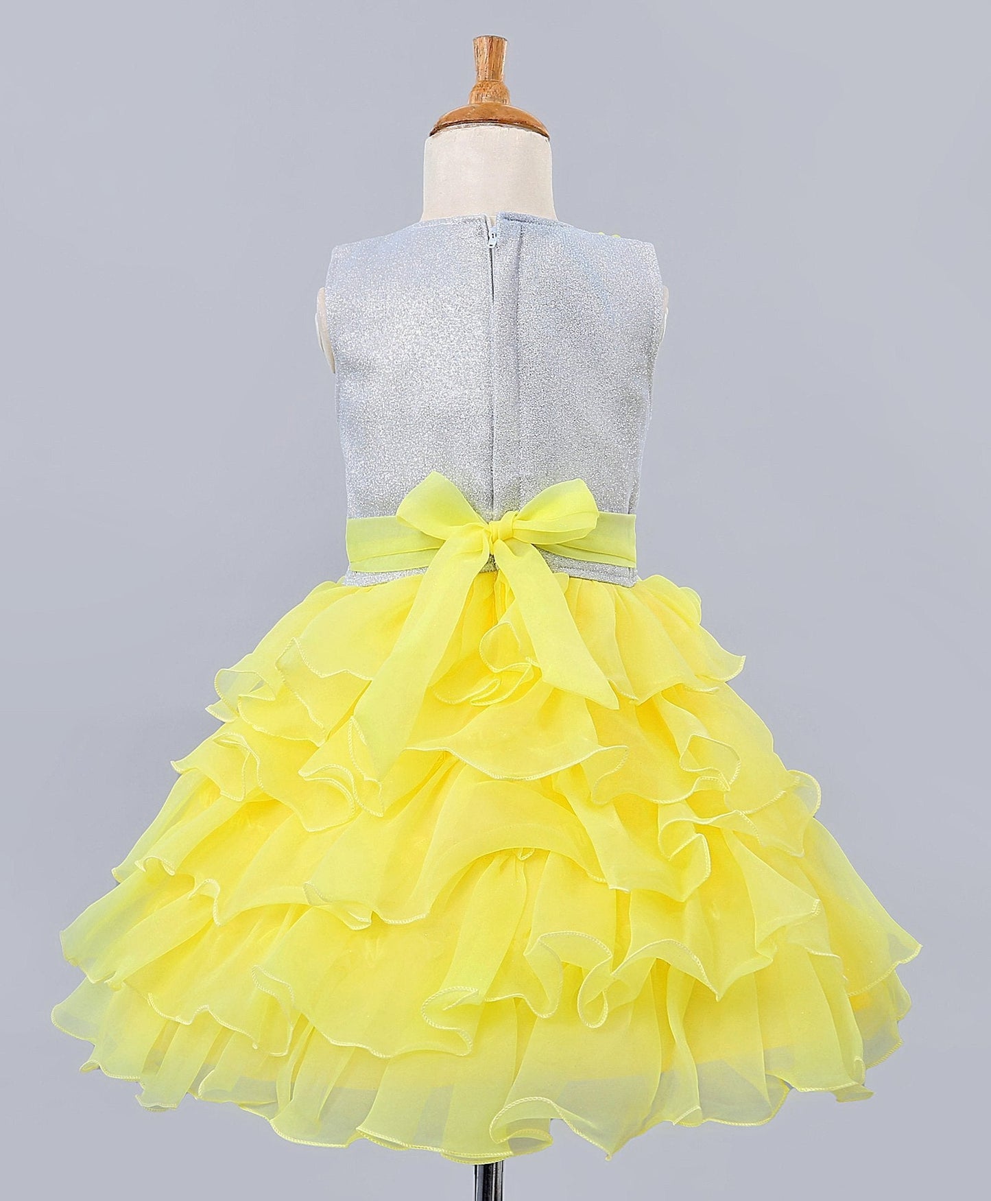 Enfance Sleeveless Rose Flower Applique Fit & Flared Dress -Yellow