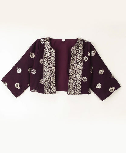 Enfance Three Fourth Sleeves Shrug With Seamless Foil Motif Printed & Bead Embellished Patterned Bodice Gradient Dress -Rani