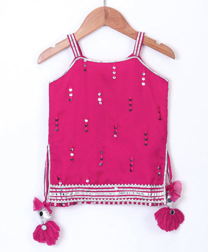 Enfance Sleveeless Gharara Dress With Duppatta-D.Pink