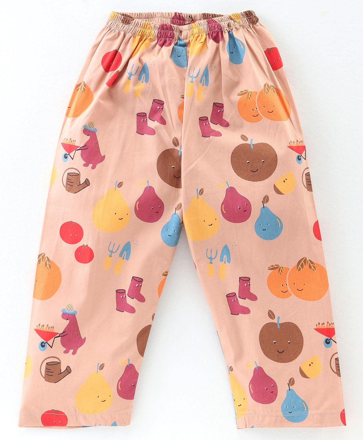 Enfance Core Full Sleeves All Over Fruits Print Nightsuit-D.Fawn