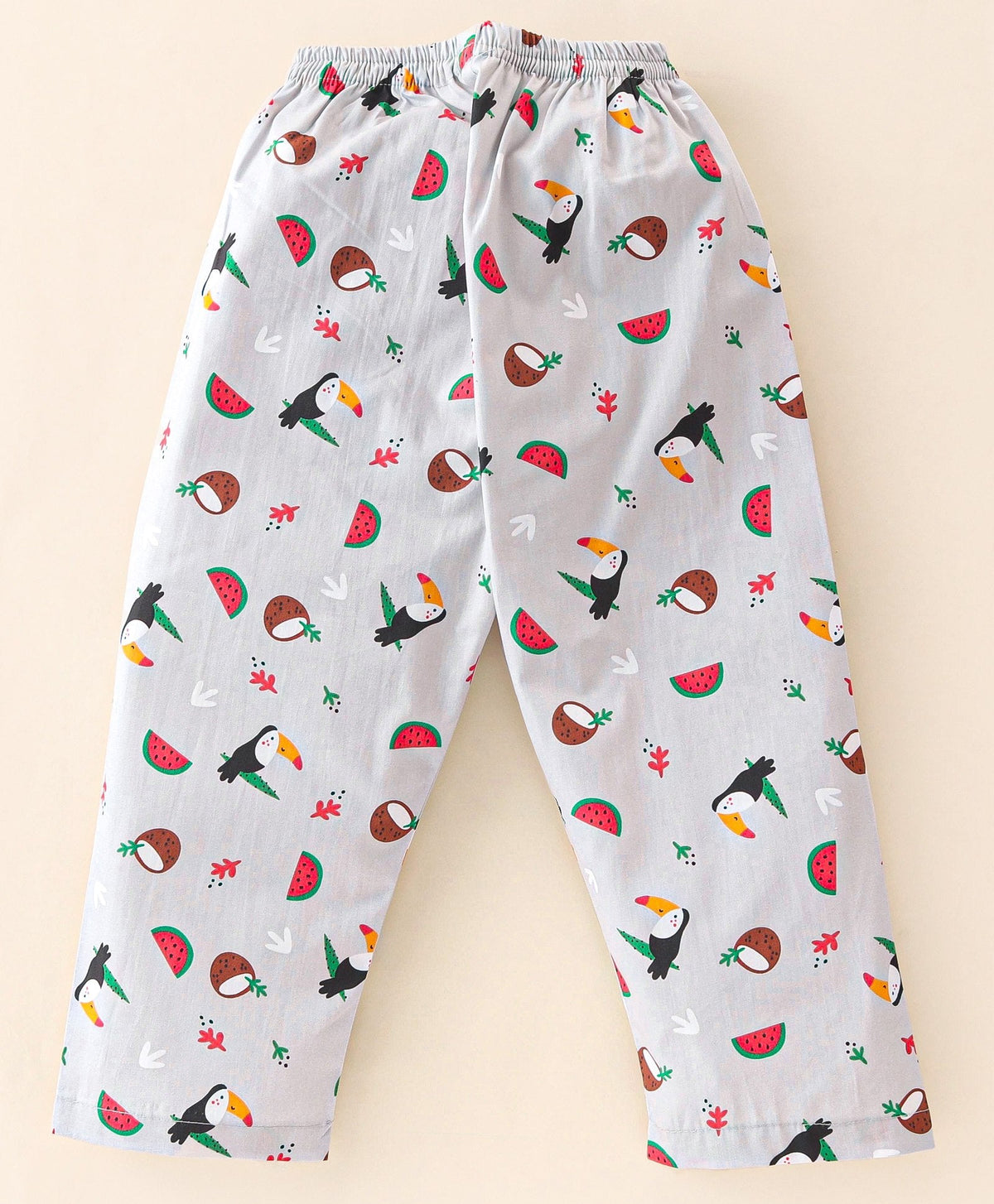 Enfance Core Full Sleeves All Over Woodpecker Print Nightsuit-Grey
