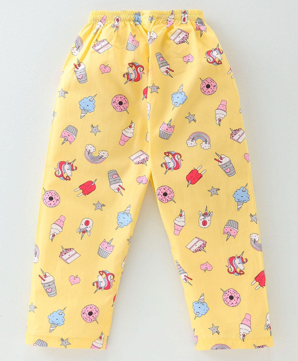 Enfance Core Full Sleeves All Over Unicorn Theme Print Nightsuit-Yellow