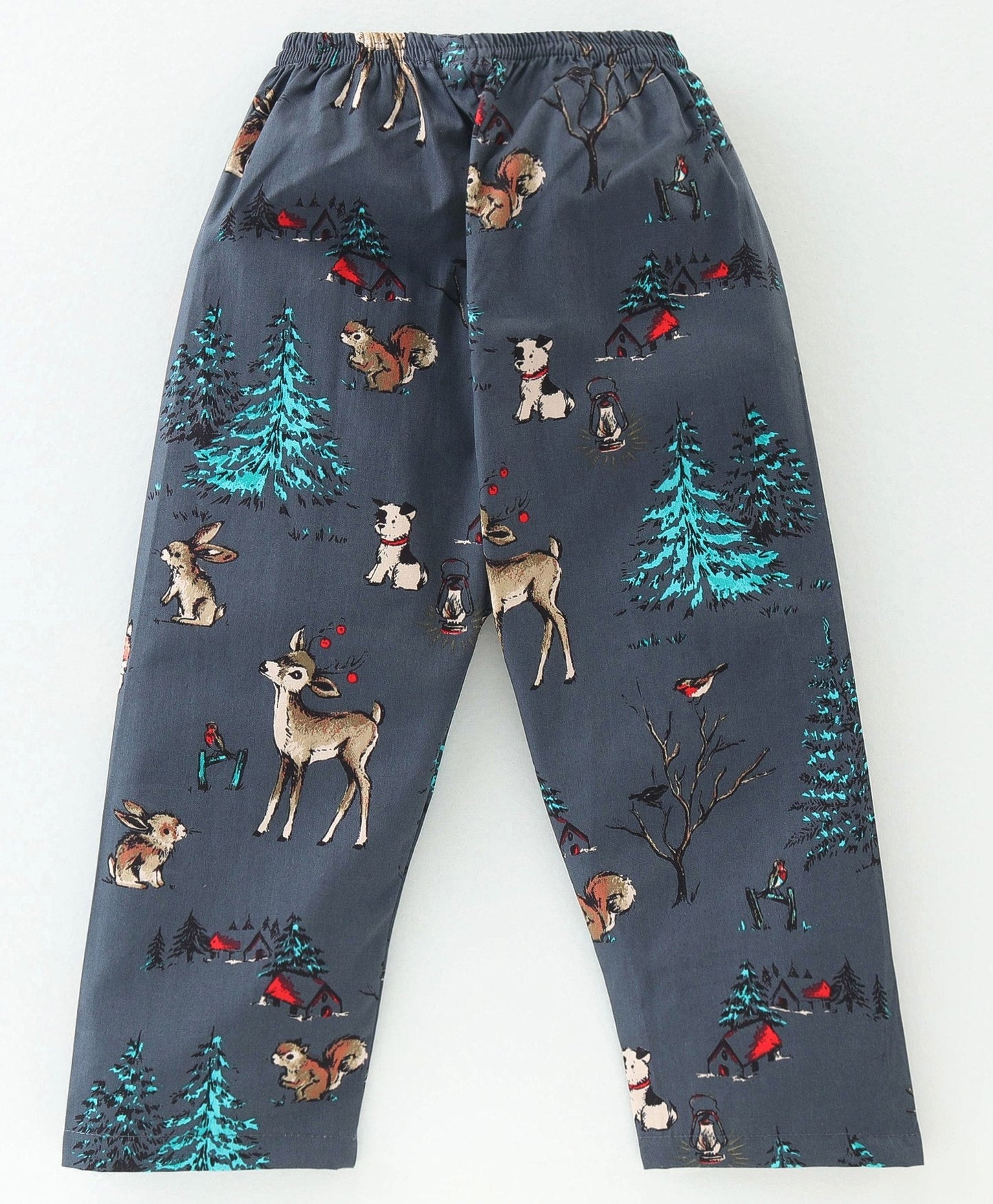 Enfance Core Full Sleeves All Over Raindeer Print Nightsuit-D.Grey