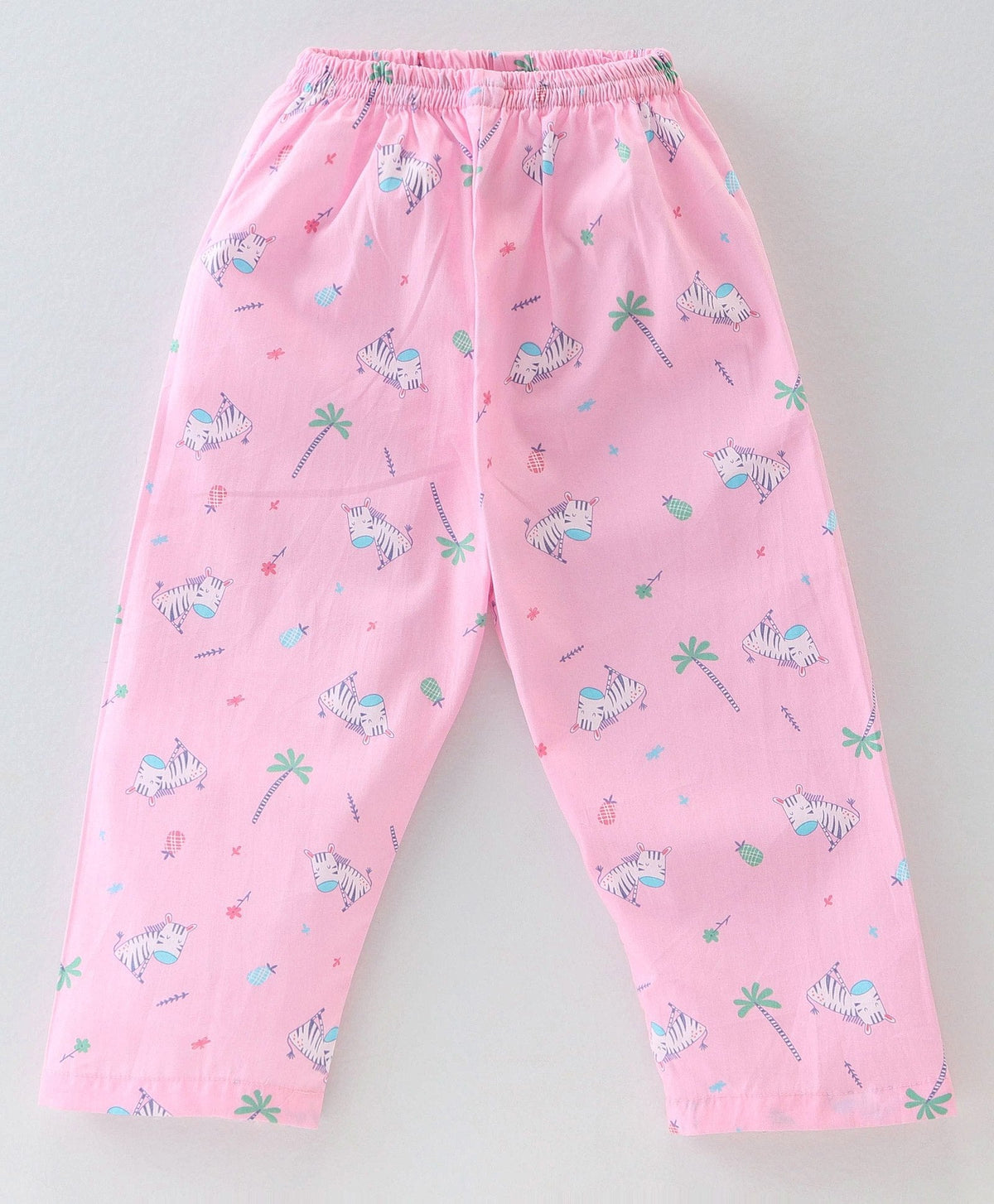 Enfance Core Full Sleeves All Over Zebra Print Nightsuit-Pink