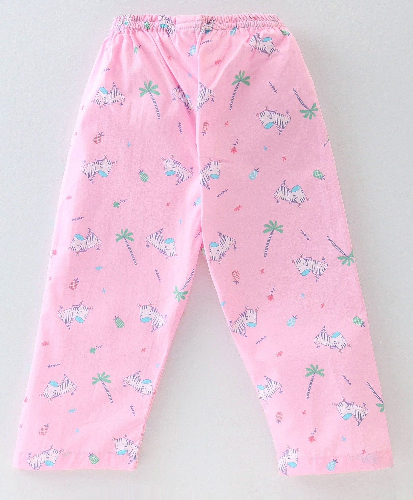 Enfance Core Full Sleeves All Over Zebra Print Nightsuit-Pink