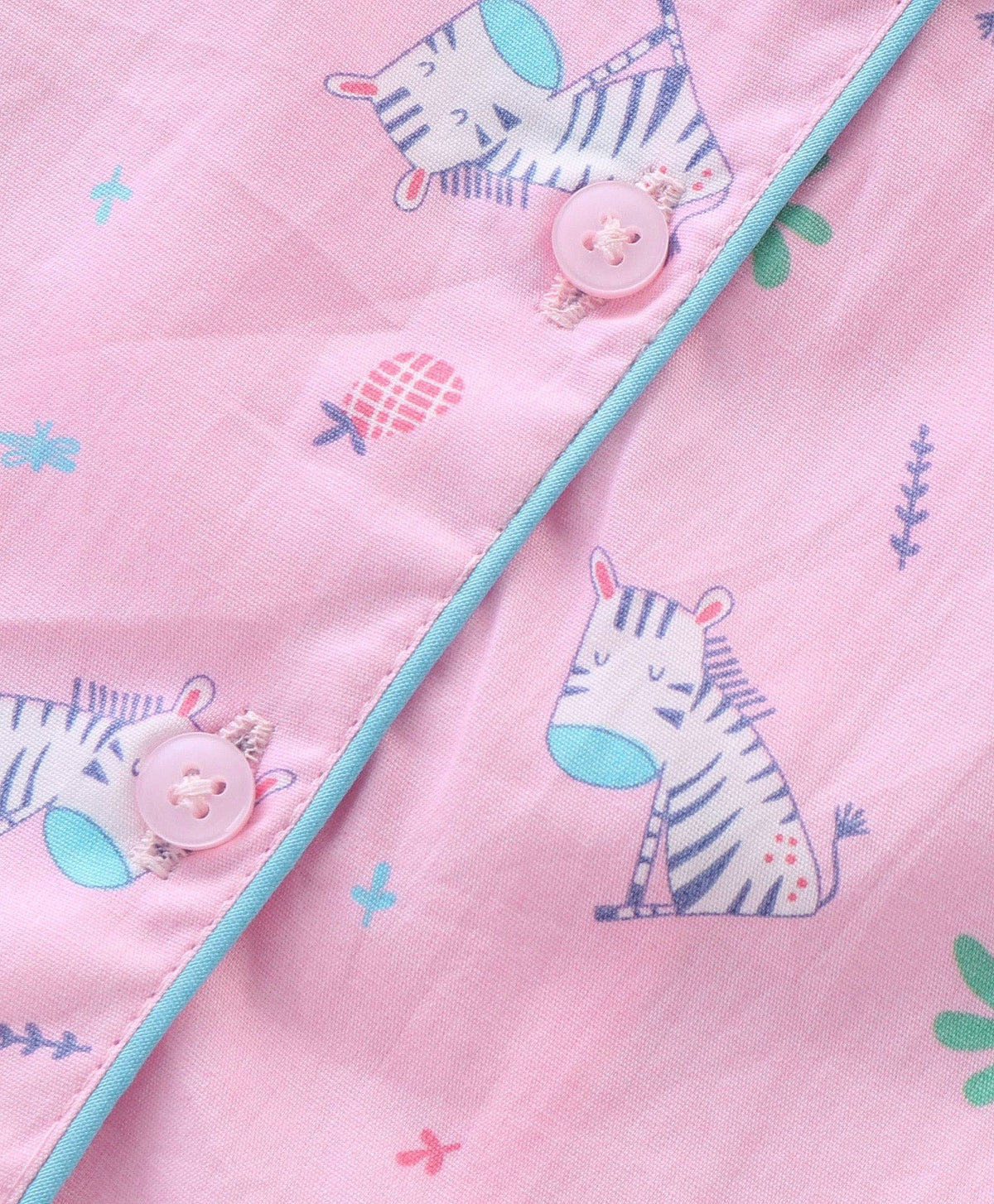 Enfance Core Full Sleeves All Over Zebra Print Nightsuit-Pink