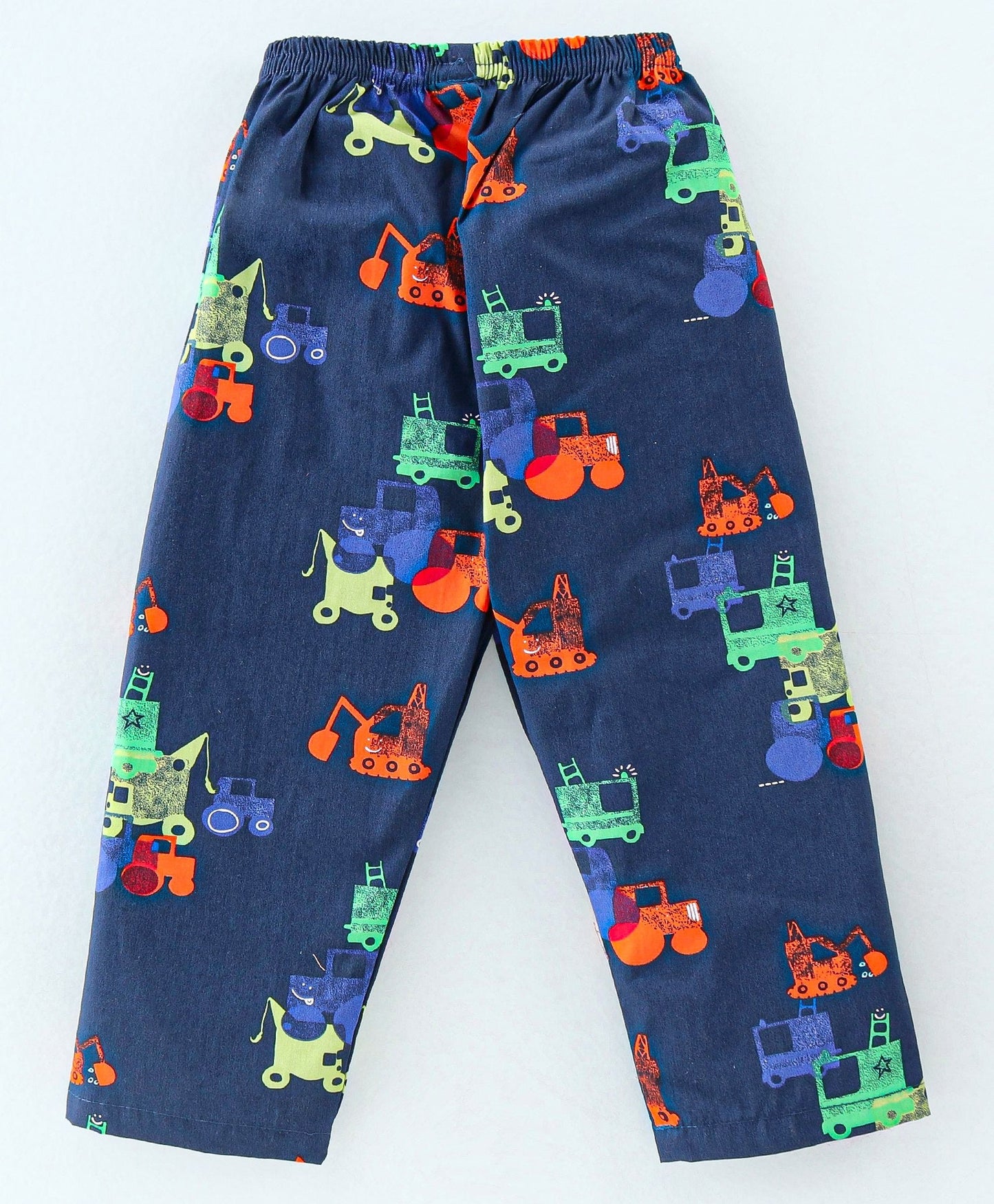Enfance Core Full Sleeves All Over Construction Vehicles Print Nightsuit-Navy