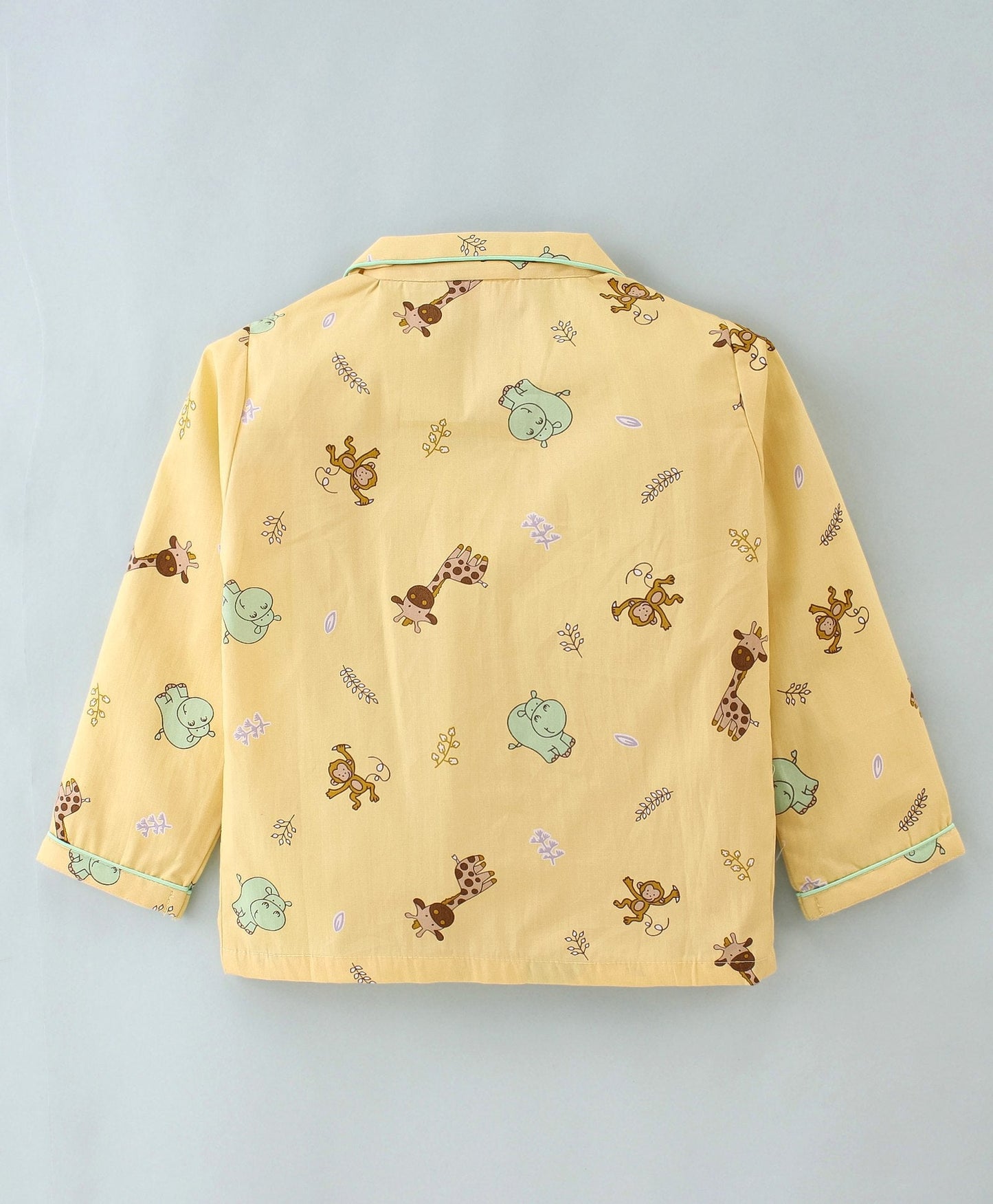 Enfance Core Full Sleeves All Over Animals Print Nightsuit-Lemon