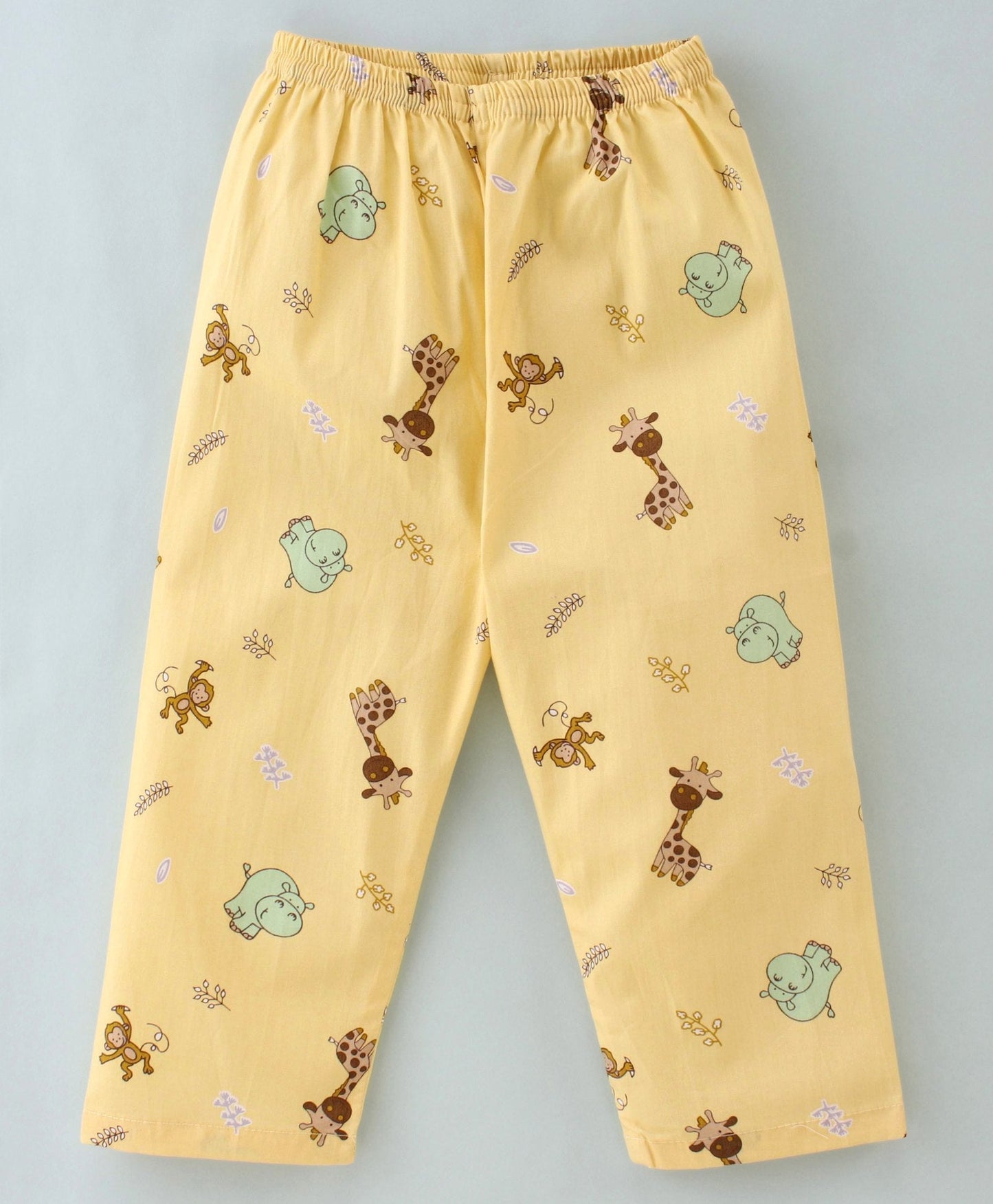 Enfance Core Full Sleeves All Over Animals Print Nightsuit-Lemon