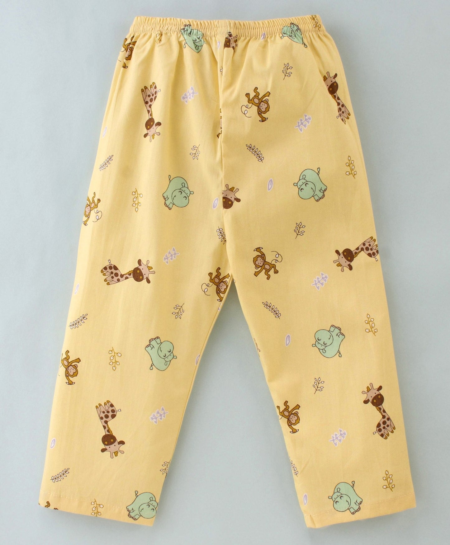 Enfance Core Full Sleeves All Over Animals Print Nightsuit-Lemon