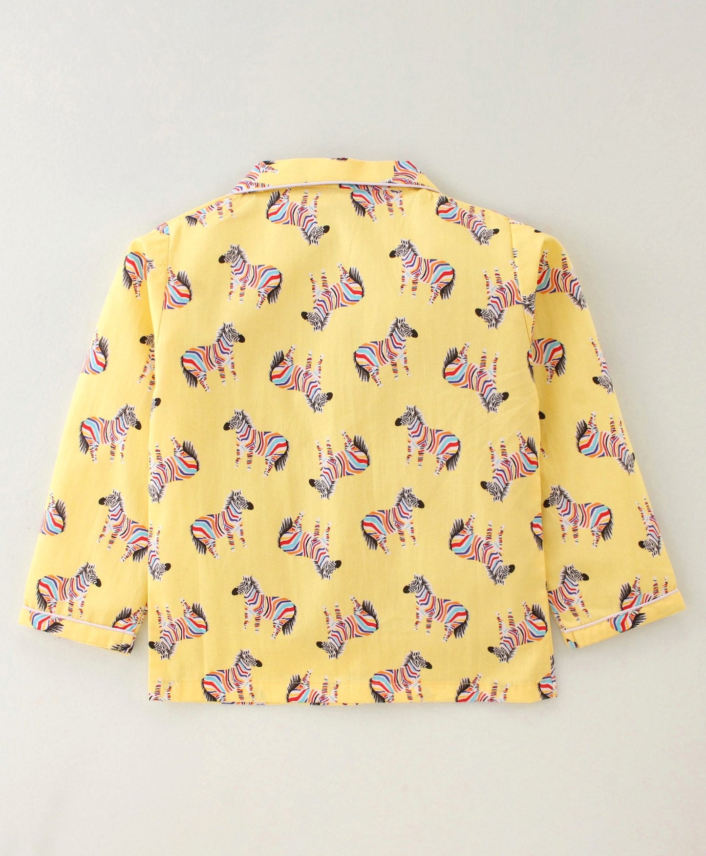 Enfance Core Full Sleeves All Over Zebra Print Nightsuit-Yellow