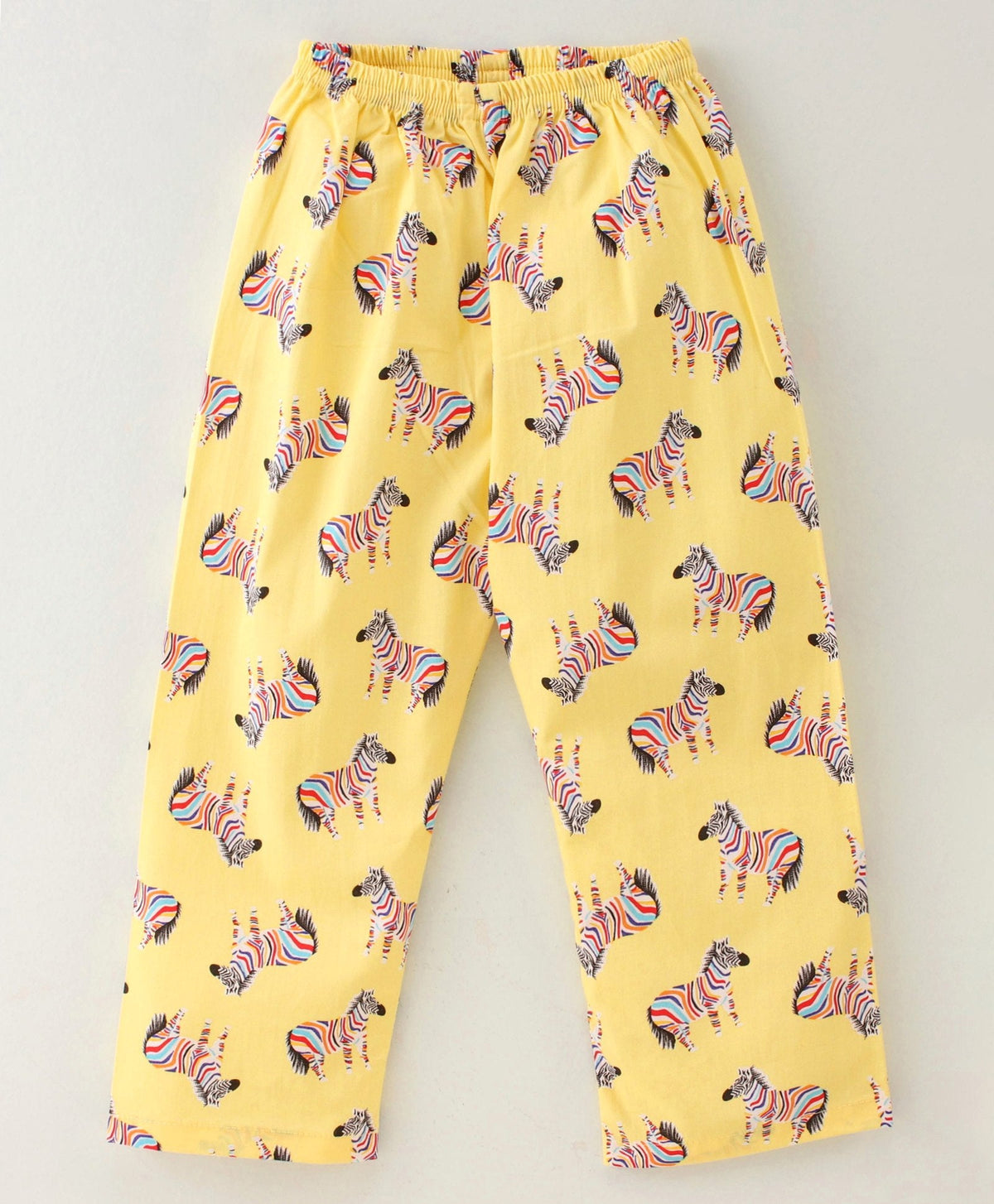 Enfance Core Full Sleeves All Over Zebra Print Nightsuit-Yellow
