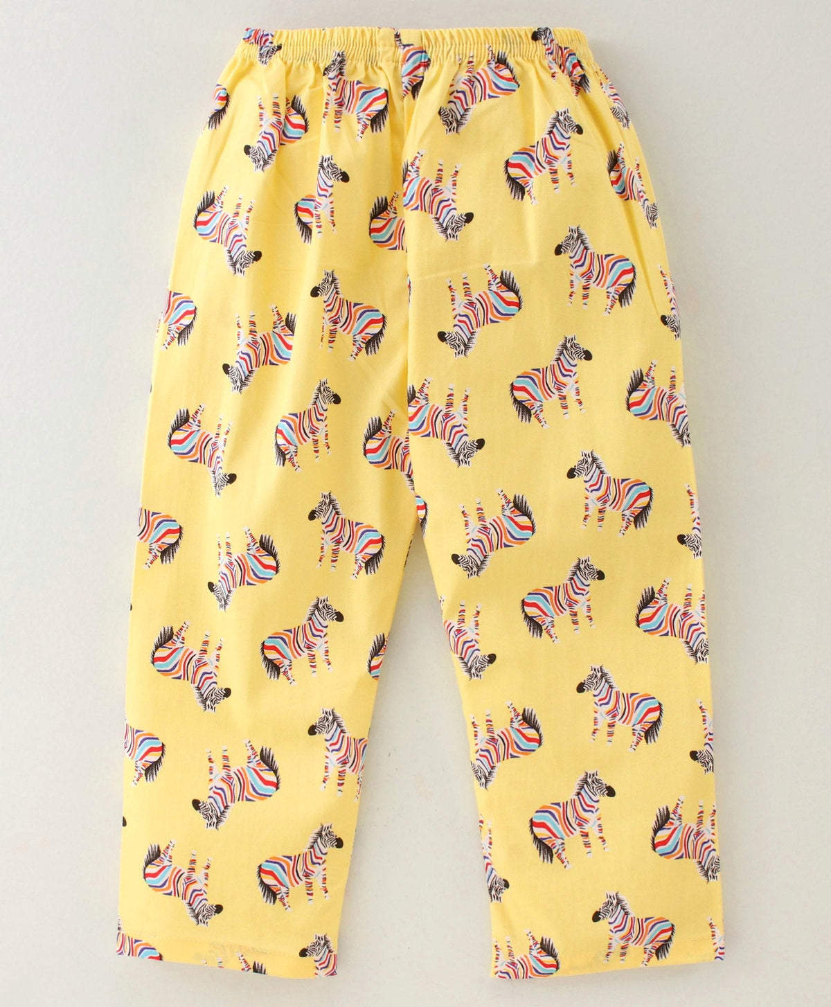 Enfance Core Full Sleeves All Over Zebra Print Nightsuit-Yellow