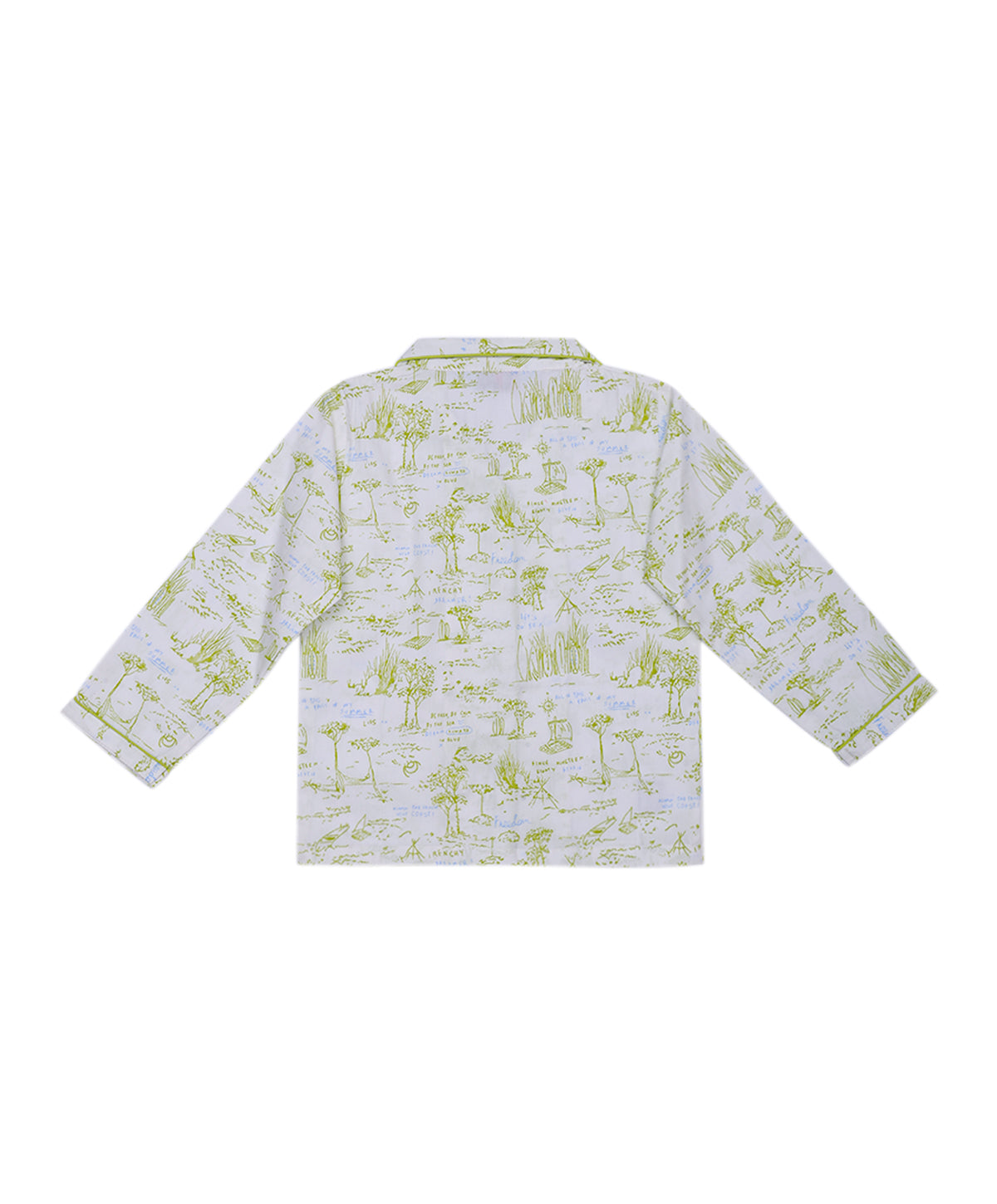 Enfance  Full Sleeves Plants Print Night Suit-P.Green