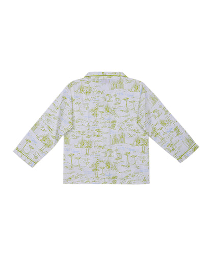 Enfance  Full Sleeves Plants Print Night Suit-P.Green