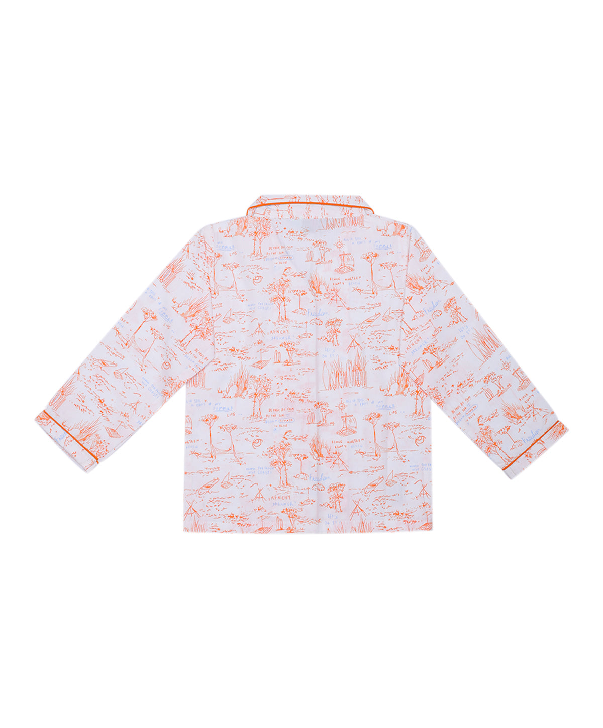 Enfance  Full Sleeves Plants Print Night Suit-Orange