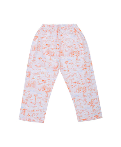 Enfance  Full Sleeves Plants Print Night Suit-Orange