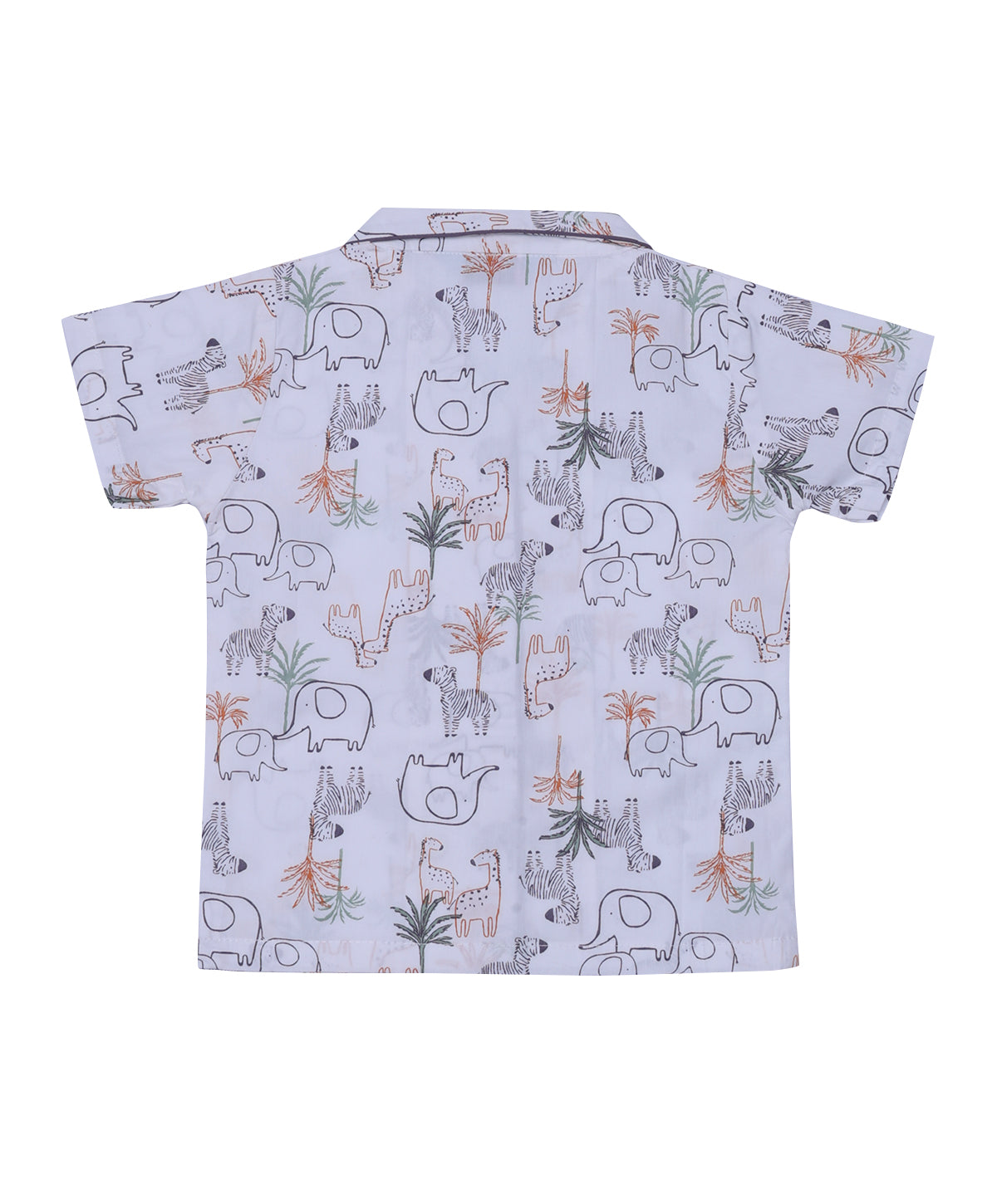 Enfance Cotton Woven Half Sleeves Animals Printed Night Suit -Grey
