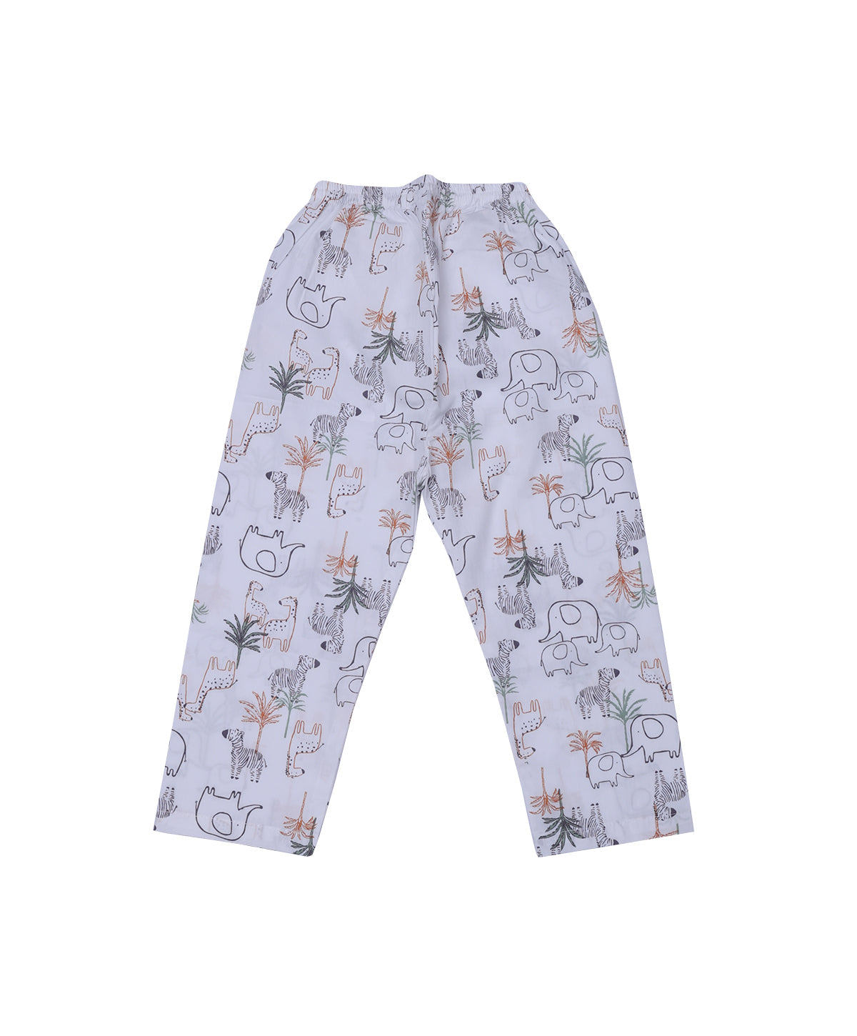 Enfance Cotton Woven Half Sleeves Animals Printed Night Suit -Grey