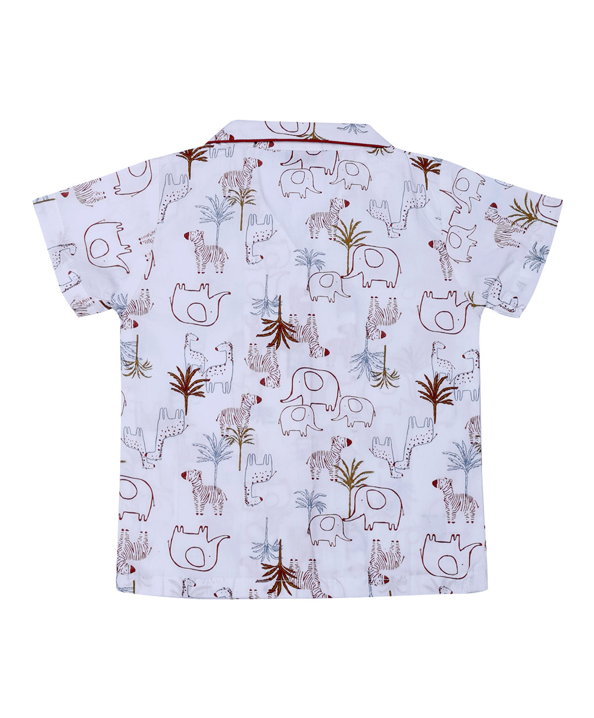 Enfance Cotton Woven Half Sleeves Animals Printed Night Suit - Brown