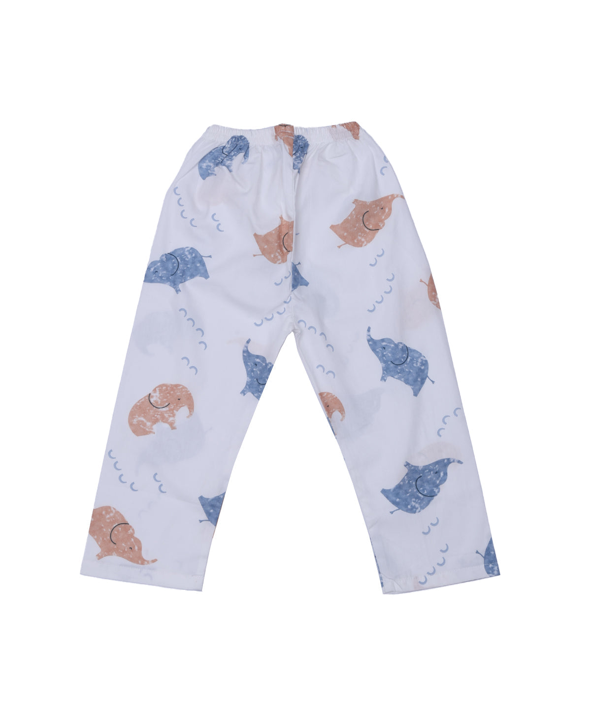 Enfance Cotton Woven Half Sleeves Elephant Printed Night Suit - OffWhite