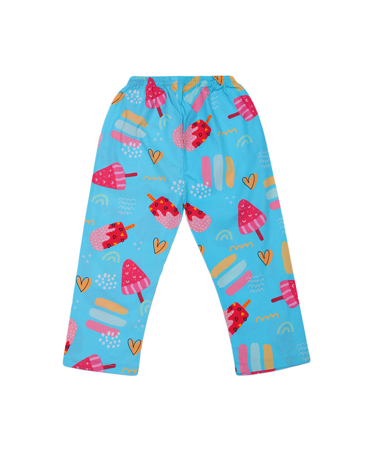 Enfance Cotton Woven Full Sleeves Ice-Cream Printed Night Suit - S.Blue