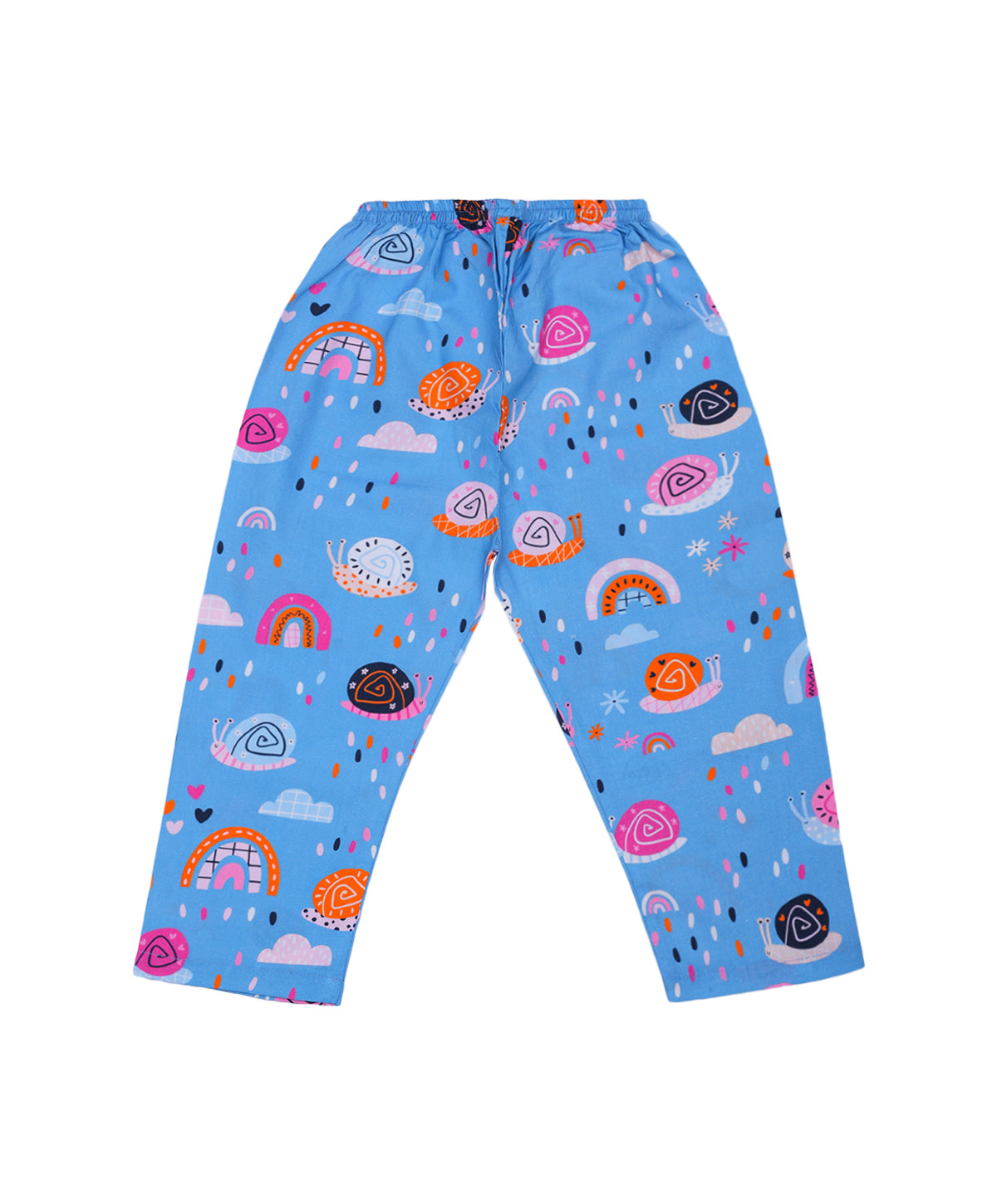 Enfance Cotton Woven Full Sleeves Snail Printed Night Suit -Blue