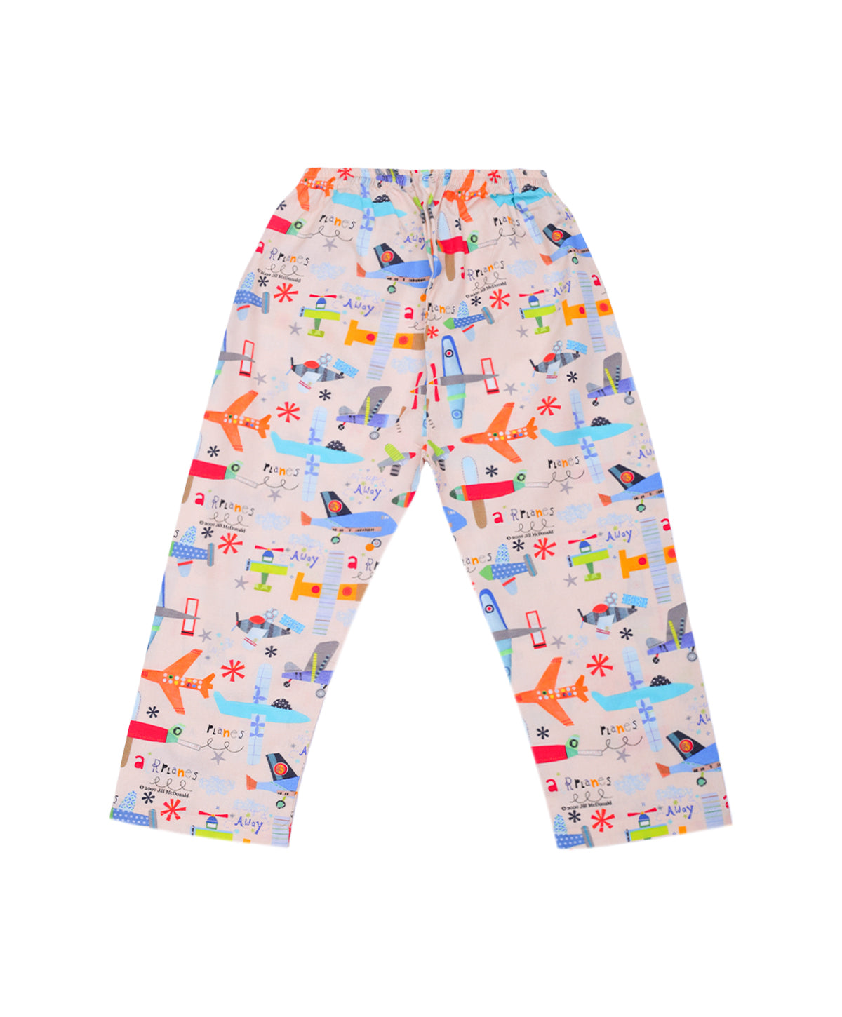 Enfance Full Sleeves Airoplane Printed Night Suit-Fawn