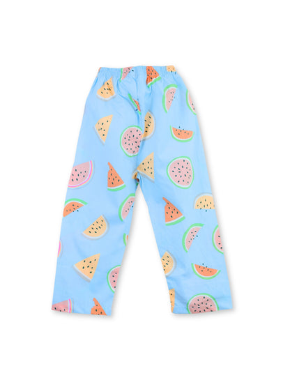 Enfance Cotton Woven Full Sleeves Watermelon Printed Night Suit - S.Blue