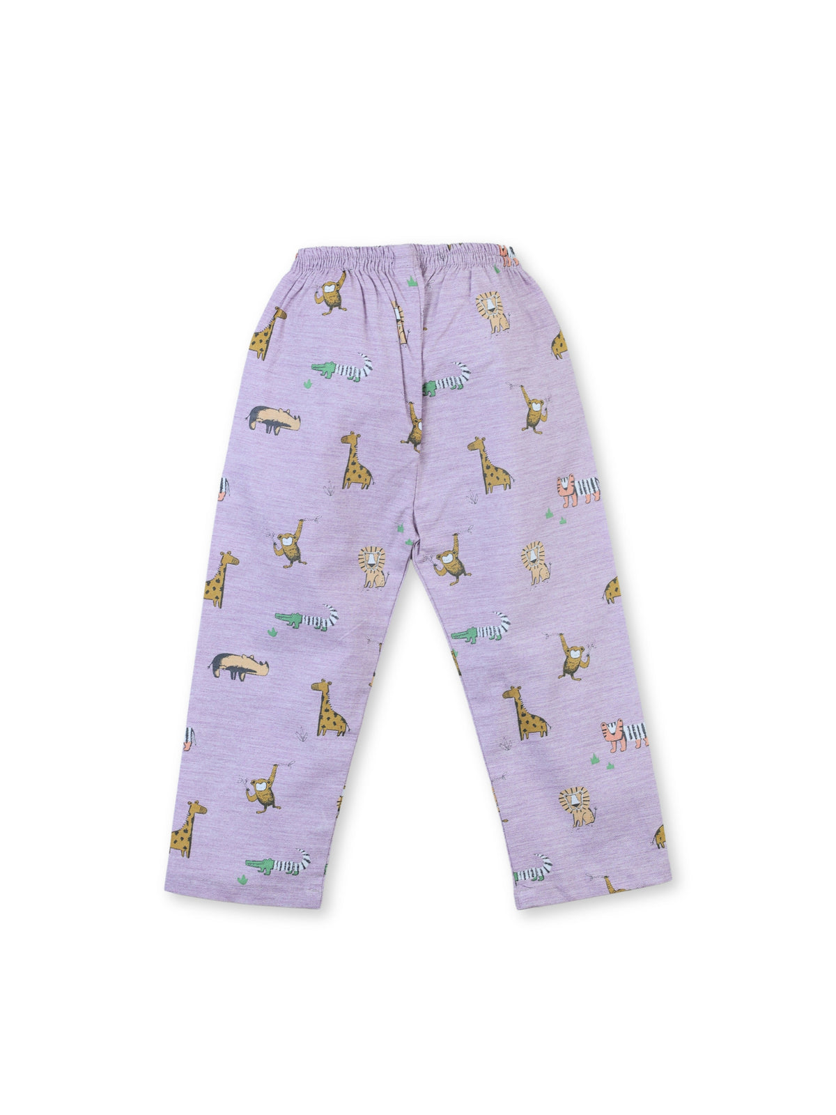 Enfance Cotton Woven Full Sleeves Zebra Printed Night Suit - Purple