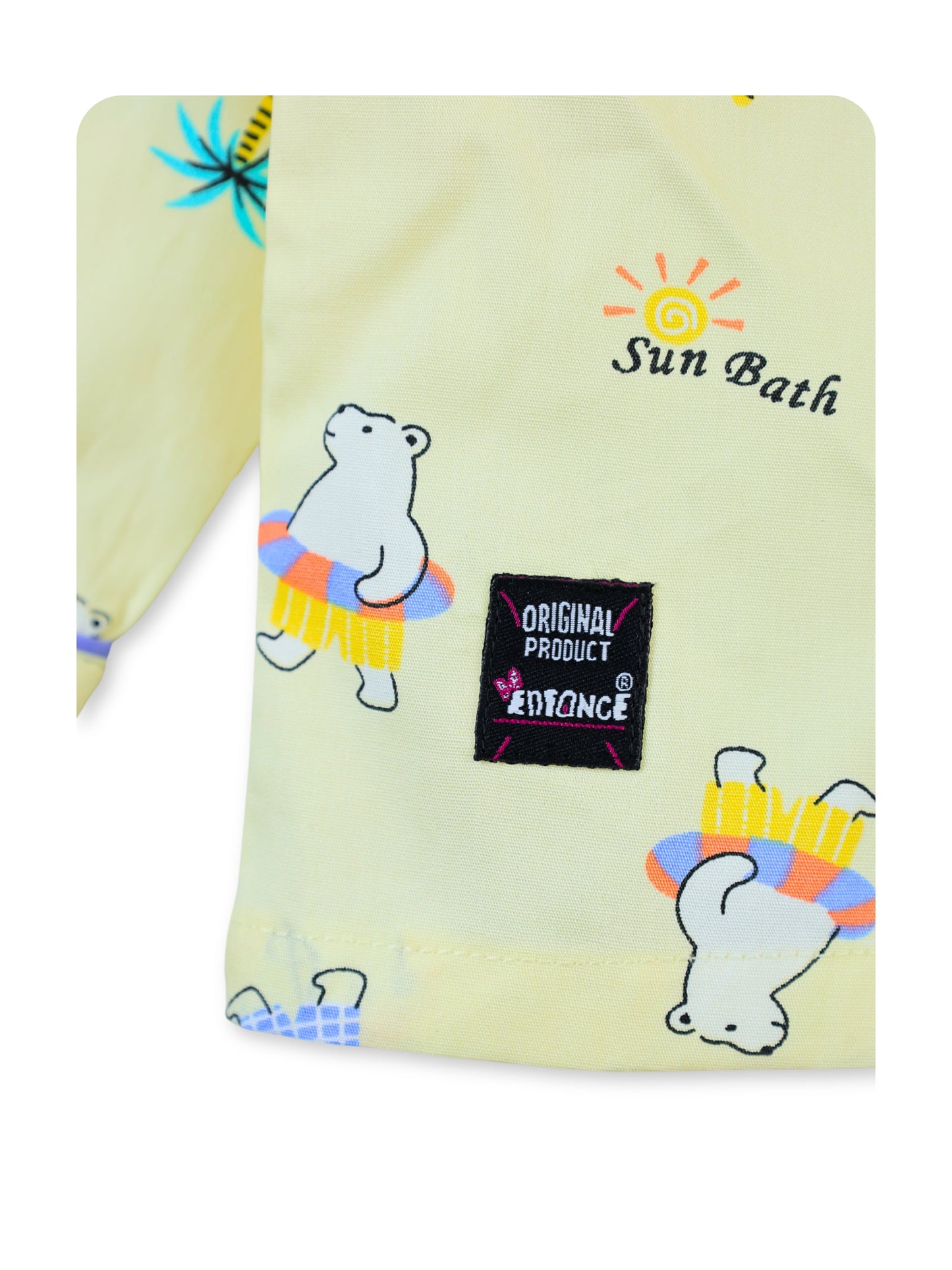 Enfance Cotton Woven Full Sleeves Bear Printed Night Suit - Lemon