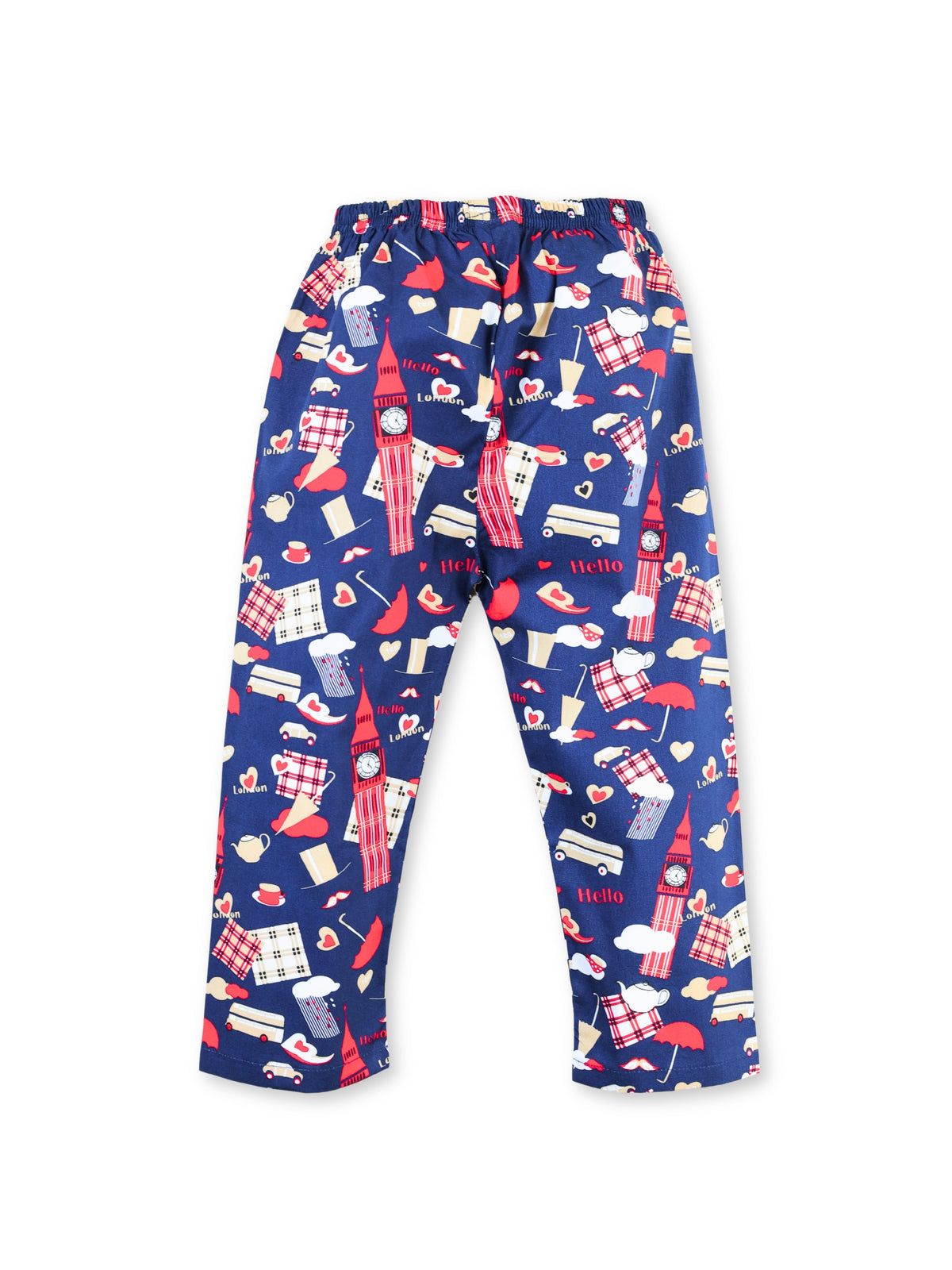 Enfance Cotton Woven Full Sleeves Gnome Printed Night Suit - Navy