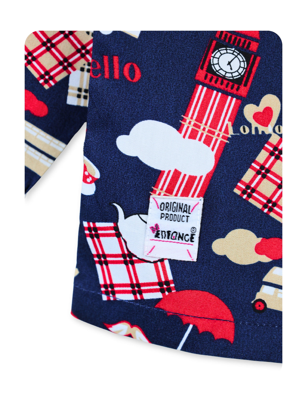 Enfance Cotton Woven Full Sleeves Gnome Printed Night Suit - Navy