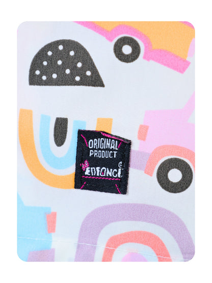 Enfance Cotton Woven Full Sleeves Car & Rainbow Printed Night Suit - Pink