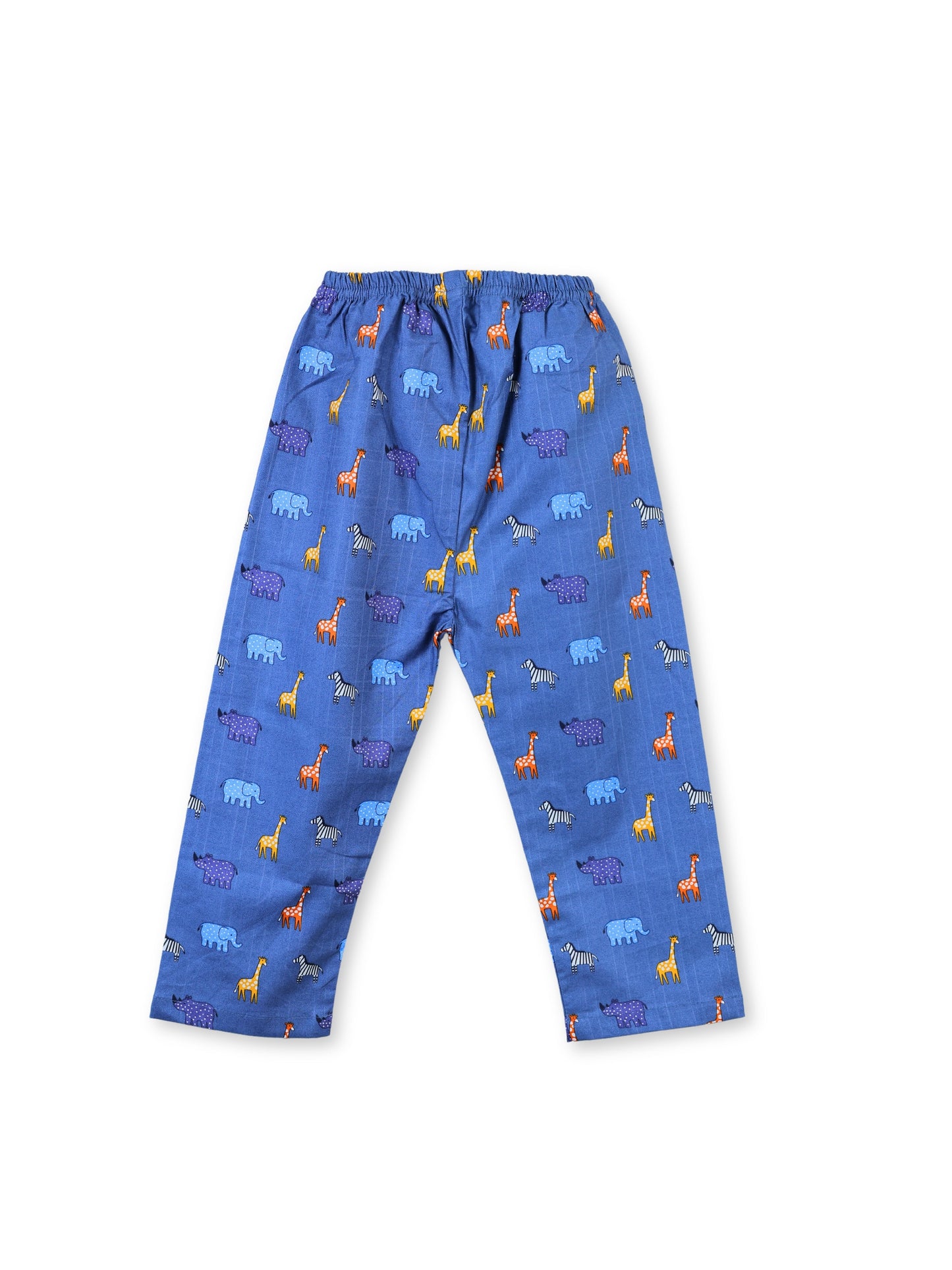 Enfance Cotton Woven Full Sleeves Safari Animal Print Night Suit - Grey