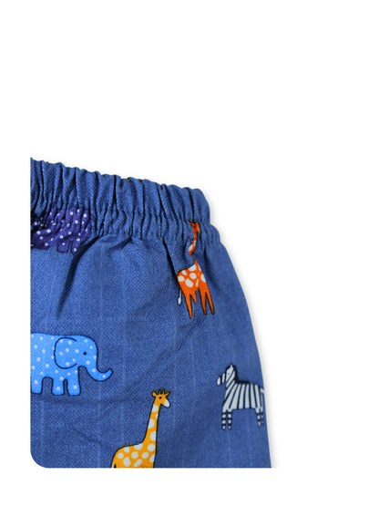 Enfance Cotton Woven Full Sleeves Safari Animal Print Night Suit - Grey