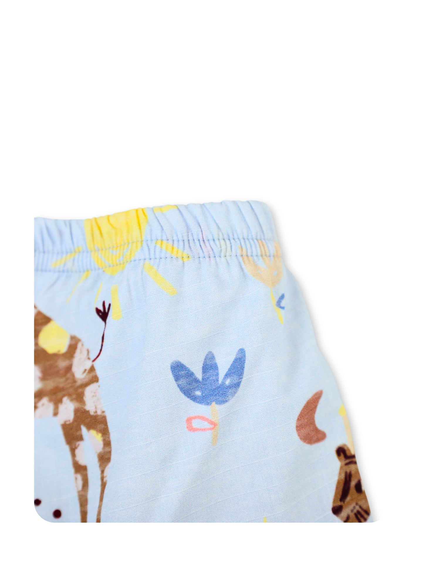 Enfance Cotton Woven Full Sleeves Safari Animal & Rainbow Printed Night Suit - S.Blue