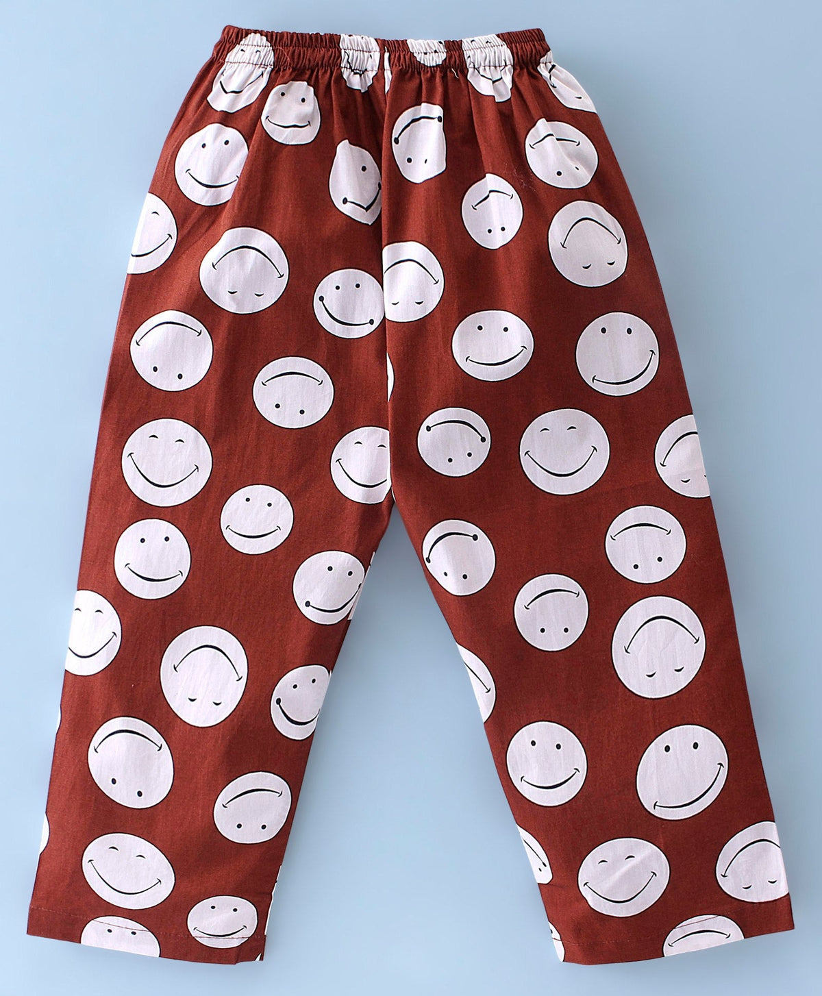 Enfance Core Full Sleeves Smiley Print Night Suit-Coffee