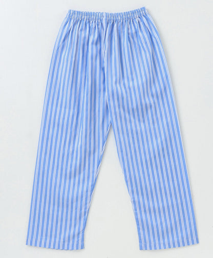 Enfance Full Sleeves Stripe Printed Nightsuit - Blue