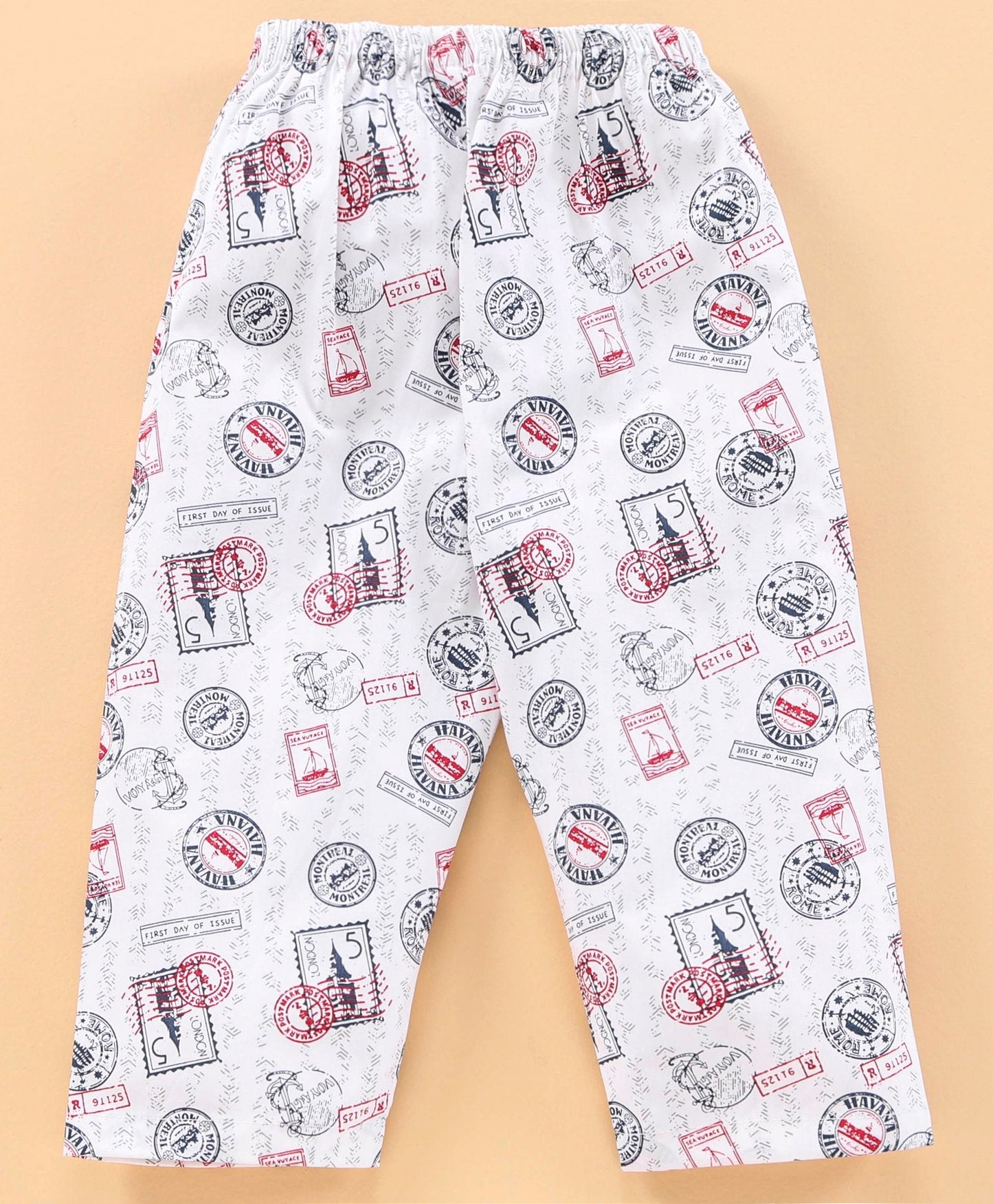 Enfance  Full Sleeves Stamp Print Night Suit - Off White