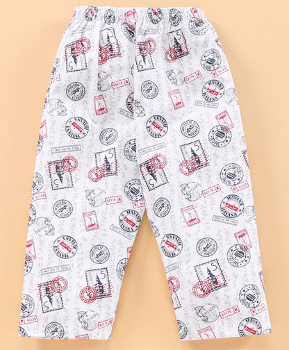Enfance  Full Sleeves Stamp Print Night Suit - Off White