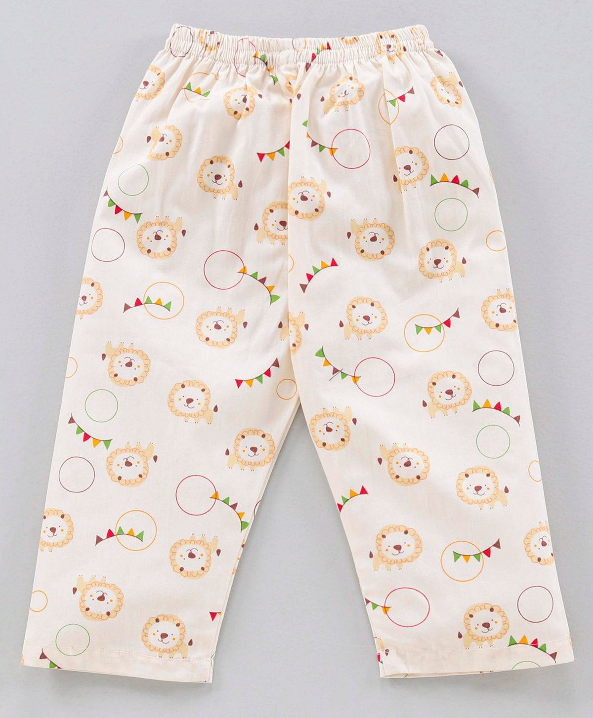 Enfance  Full Sleeves Lion Face Print Night Suit -Fawn