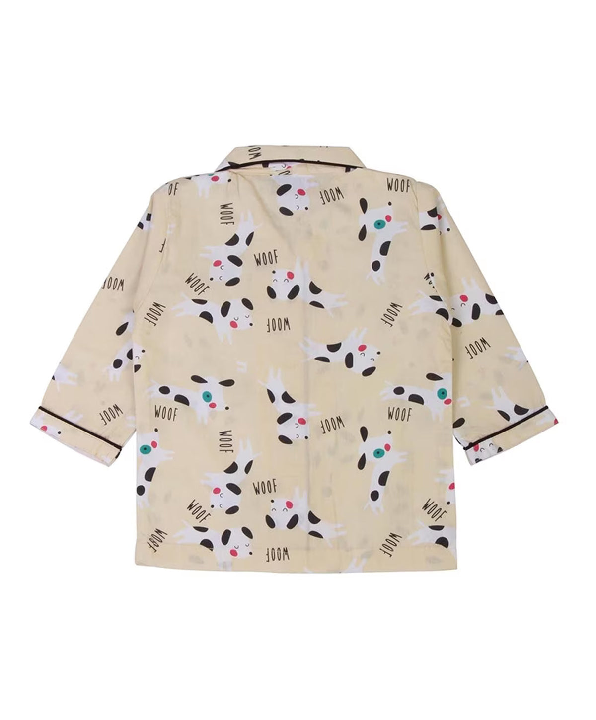 Enfance  Dog Printed Full Sleeves Nightsuit - Lemon